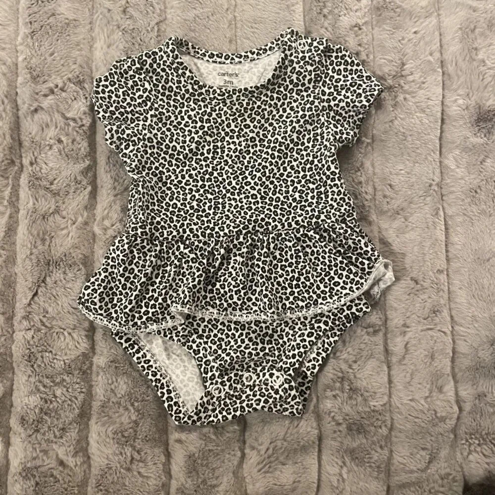 3 Months Carter's Leopard Print Shirt Dress One Piece, Short Sleeves